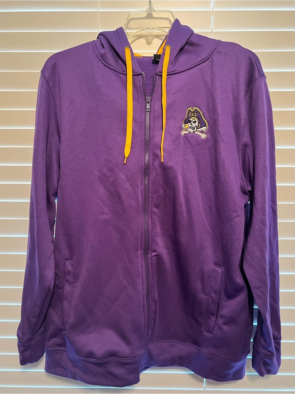 Purple Full-Zip Hoodie pirates ECU with Gold Drawstrings